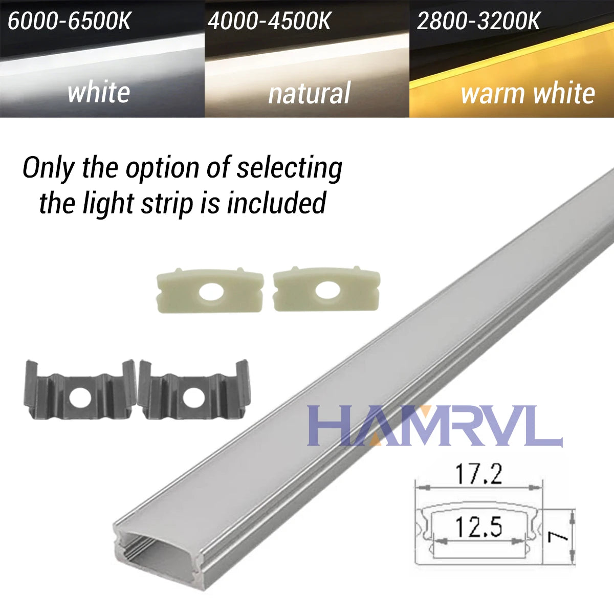 1M/0.5M Black/White LED Aluminum Channel with Led Strip warm V/U/YW Black Milky Cover Led Bar Light DC12V 6000/4000/3000K Decor