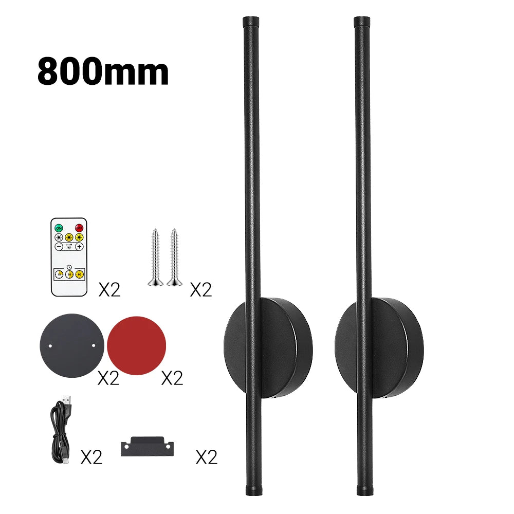 2-pack Rechargeable Wall Light LED 50 80cm Dimming Wall Sconce with Remote Control Sofa Background Gaming Room Decoration