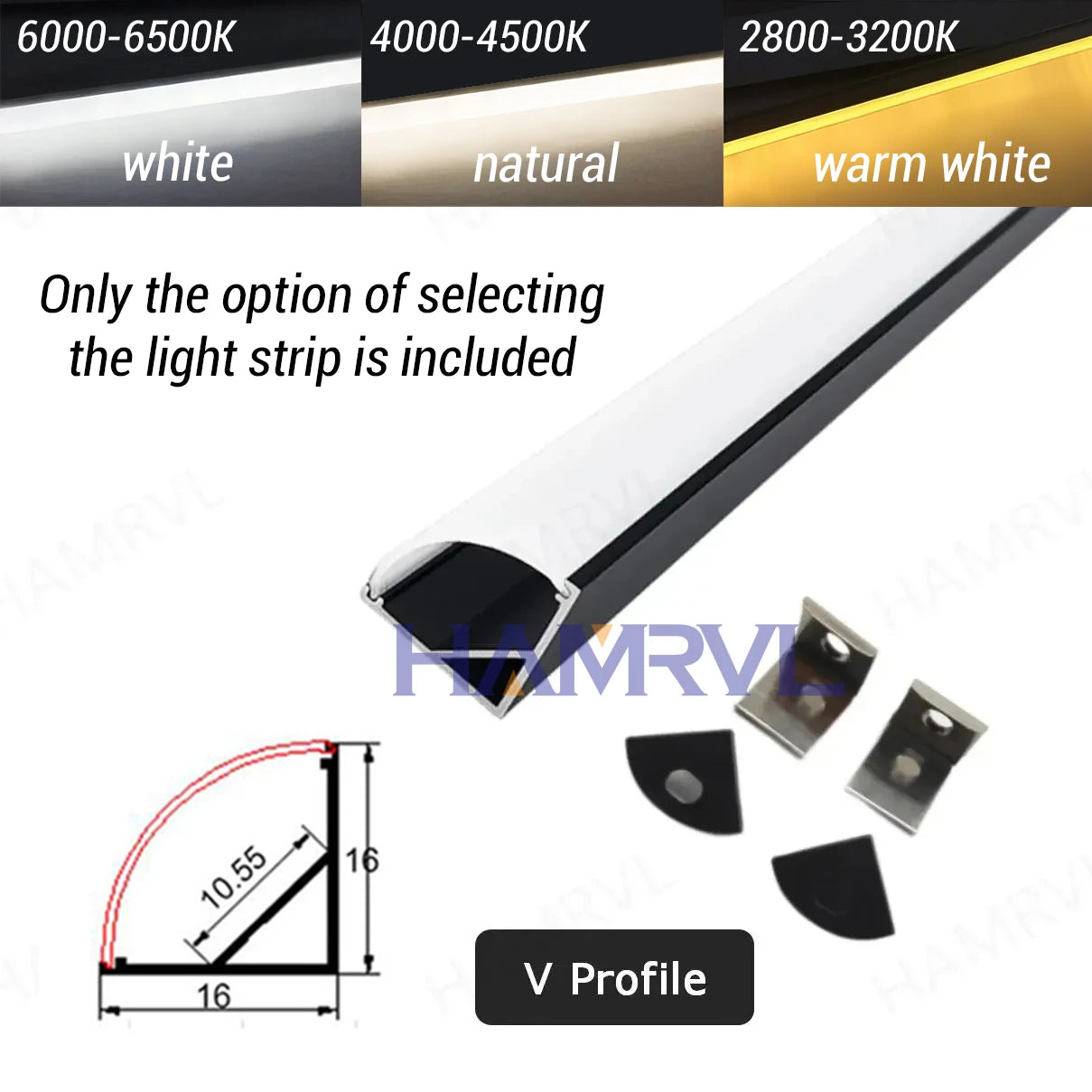1M/0.5M Black/White LED Aluminum Channel with Led Strip warm V/U/YW Black Milky Cover Led Bar Light DC12V 6000/4000/3000K Decor