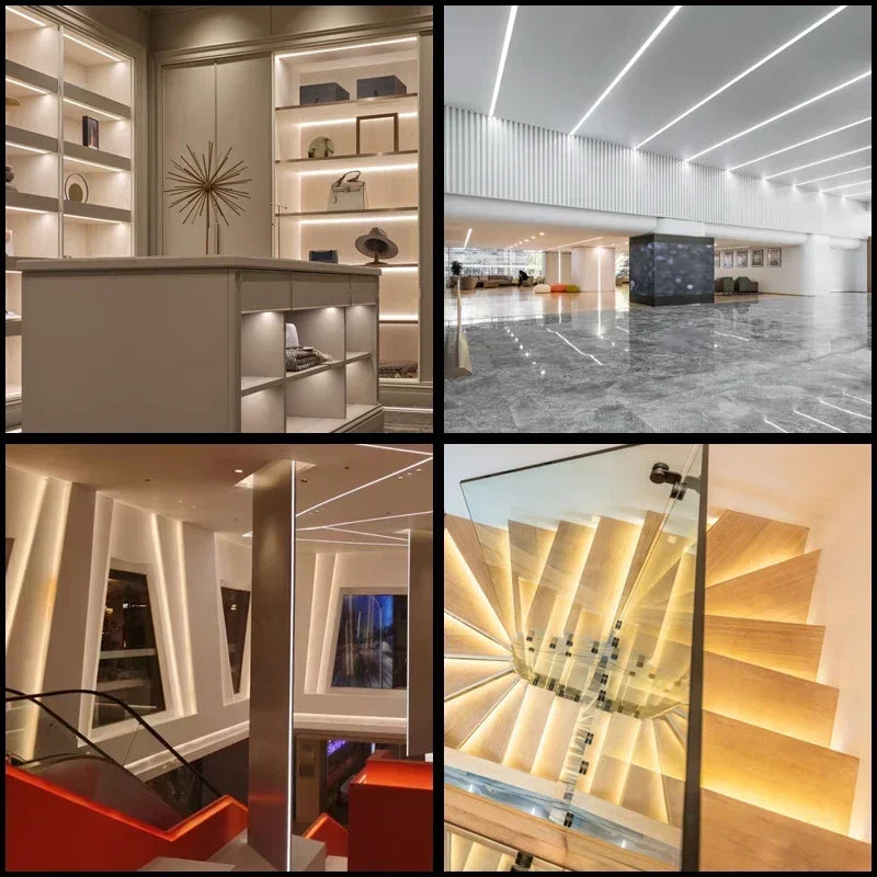 1M/0.5M Black/White LED Aluminum Channel with Led Strip warm V/U/YW Black Milky Cover Led Bar Light DC12V 6000/4000/3000K Decor