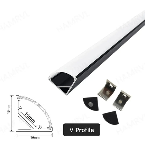 1M/0.5M Black/White LED Aluminum Channel with Led Strip warm V/U/YW Black Milky Cover Led Bar Light DC12V 6000/4000/3000K Decor