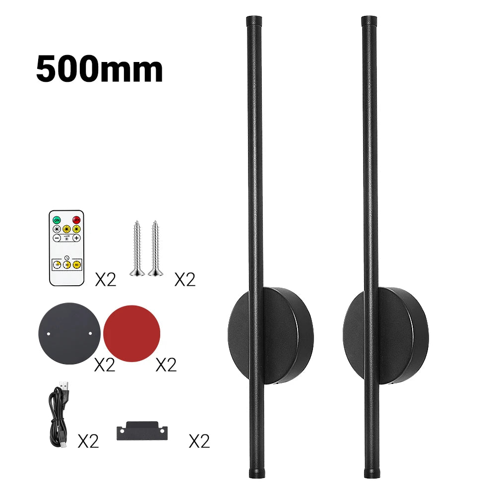 2-pack Rechargeable Wall Light LED 50 80cm Dimming Wall Sconce with Remote Control Sofa Background Gaming Room Decoration