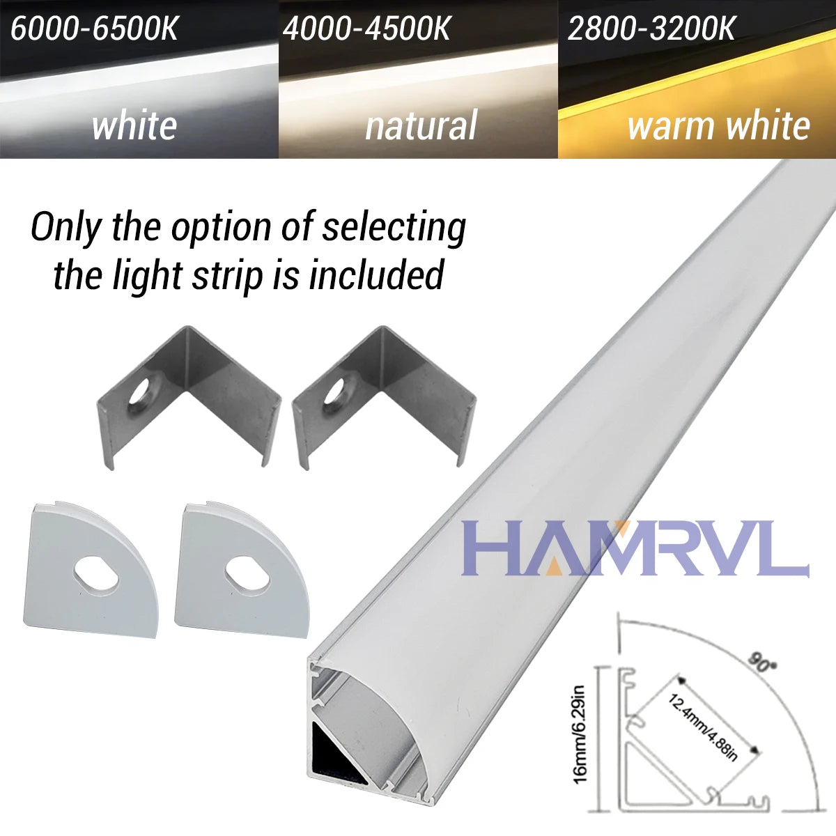 1M/0.5M Black/White LED Aluminum Channel with Led Strip warm V/U/YW Black Milky Cover Led Bar Light DC12V 6000/4000/3000K Decor