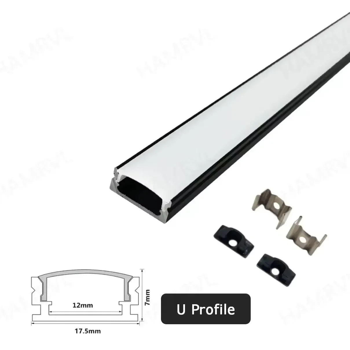 1M/0.5M Black/White LED Aluminum Channel with Led Strip warm V/U/YW Black Milky Cover Led Bar Light DC12V 6000/4000/3000K Decor