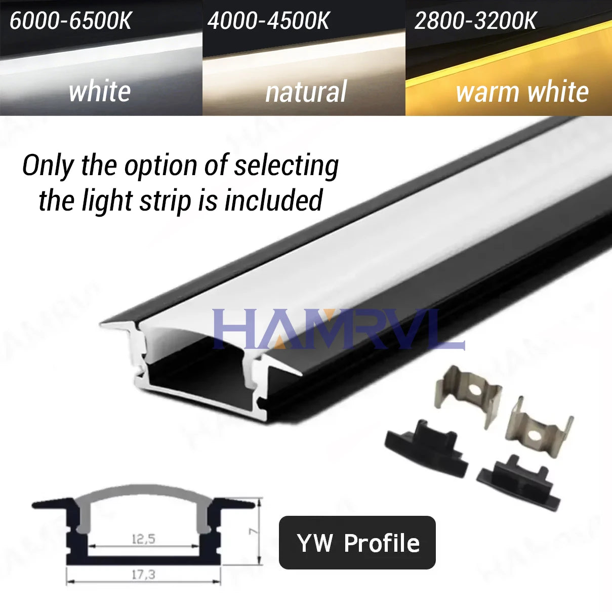 1M/0.5M Black/White LED Aluminum Channel with Led Strip warm V/U/YW Black Milky Cover Led Bar Light DC12V 6000/4000/3000K Decor